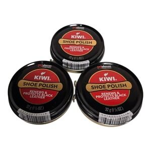 3 Pack - Kiwi Shoe Polish Renews and Protects‎ Black Leather, 1.125 oz ( 32g )
